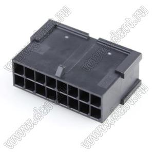 HX30002-16RF (Micro-Fit 3.0™ MOLEX 43020-1601) колодка на кабель (вилка) двухрядная без защелок в панель; шаг 3,0мм; P 3,00мм; 2x8-конт.