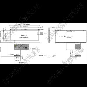 KD39QWQ01HS дисплей TFT 3,9-дюймовый TFT с разрешением 480x128 полос, 24-битный RGB-интерфейс; 3,9дюйм; Количество цветов 16,7M; габариты 105,50x40,64x2,95мм