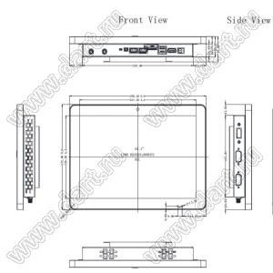 KD101WXFLD051-CTP-Monitor монитор TFT 10,1-дюймовый с разрешением 1280x800 пикселей, полный угол обзора, с интерфейсом HDMI/ VGA с сенсорной панелью; 10,1inchдюйм; Количество цветов 16,7M; габариты 255,26x173,90x41,80мм