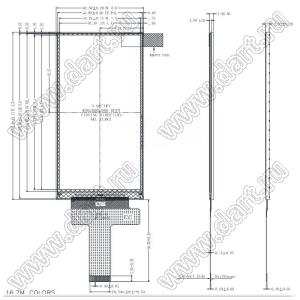 KD040QHFID049 дисплей IPS с диагональю экрана 4,0 дюйма 400x960 ST7701S, 2-полосный MIPI-интерфейс, полный угол обзора, IPS LCD; 4,0дюйм; Количество цветов 65K/262K/16,7M; габариты 42,50x102,08x2,02мм