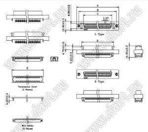 B03-050218EB-6L розетка SCSI IDC на шлейф; 50-конт.
