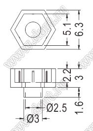 TW-248 втулка изолирующая для транзистора в корпусе TO-220; нейлон-46 (UL); 94V-0; натуральный