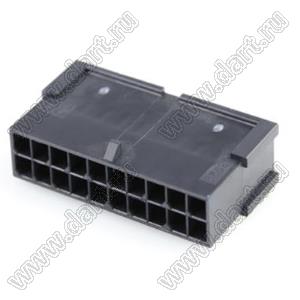 HX30002-20RF (Micro-Fit 3.0™ MOLEX 43020-2001) колодка на кабель (вилка) двухрядная без защелок в панель; шаг 3,0мм; P 3,00мм; 2x10-конт.