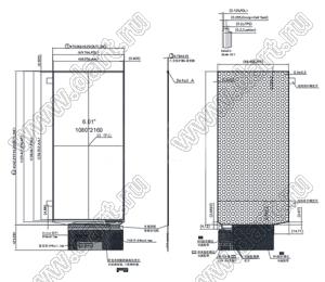 KD060FPOIN011-C001A дисплей AMOLED 6,0-дюймовый с разрешением 1080x2160 пикселей с интерфейсом MIPI, IC CH13721C; 6,0дюйм; Количество цветов 16,7M; габариты 70,07x142,30x0,78мм