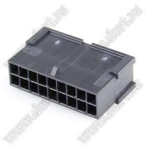 HX30002-18RF (Micro-Fit 3.0™ MOLEX 43020-1801) колодка на кабель (вилка) двухрядная без защелок в панель; шаг 3,0мм; P 3,00мм; 2x9-конт.