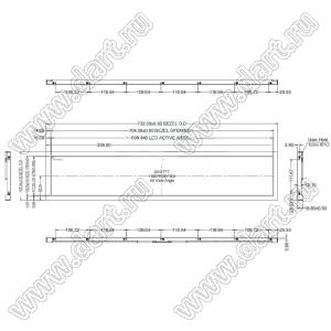 KD280FHFLA001 дисплей IPS 28-дюймовый IPS TFT LCD модуль с интерфейсом LVDS 1920x360 пикселей и полным углом обзора; 28,0дюйм; Количество цветов 16,7M; габариты 732,00x165,00x16,80мм