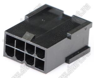 HX30002-8RF (Micro-Fit 3.0™ MOLEX 43020-0801) колодка на кабель (вилка) двухрядная без защелок в панель; шаг 3,0мм; P 3,00мм; 2x4-конт.