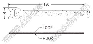 VCO-39 стяжка кабельная с липучкой Velcro; B=24,0мм; L=150мм; черный; нейлон