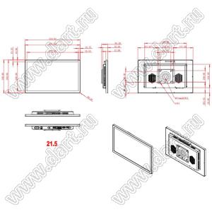 KD215WSFVA011-CTP-Monitor монитор TFT 21,5-дюймовый полноцветный  с разрешением 1920x1080 пикселей 16,7 М поддерживает интерфейсные порты HDMI / VGA для Android / Linux / Raspberry; 21,5 inchдюйм; Количество цветов 16,7M; габариты 510,00x306,60x56,20мм