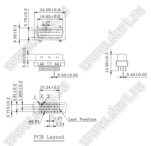 B02-026711EN-10 вилка SCSI прямая на плату; 26-конт.