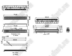 B02-100111CD-61 вилка SCSI IDC на шлейф; 100-конт.