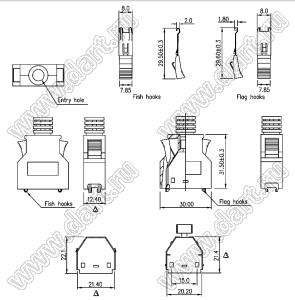 B02-020N11N2-71 кожух вилки SCSI на кабель; 20-конт.