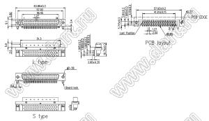 B02-068511EC-2S вилка SCSI угловая на плату; 30-конт.