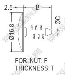 MBWC-1-1 пистон монтажный; L=12,0мм; нейлон-66 (UL); черный/натуральный