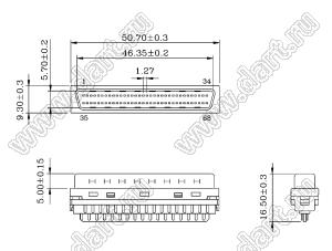 B02-068311E0-01 вилка SCSI на кабель; 36-конт.