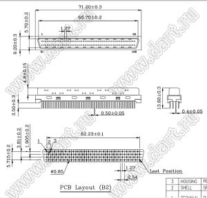 B02-100711EN-10 вилка SCSI прямая на плату; 100-конт.