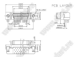 B03-014618A7-02 розетка SCSI угловая на плату; 14-конт.