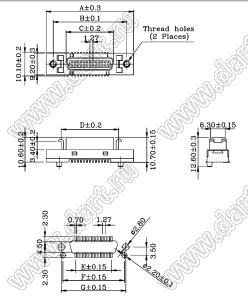 B03-020011EB-02 розетка SCSI для поверхностного (SMD) монтажа; 20-конт.