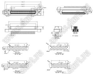 B02-068818AC-2J розетка SCSI прямая на плату; 68-конт.