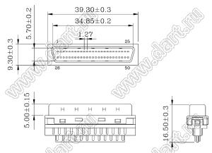 B02-050311E0-01 вилка SCSI IDC на шлейф; 50-конт.