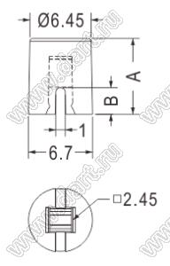 TSC-46 толкатель переключателя; A=8,0мм; B=2,8мм; нейлон-66 (UL); черный