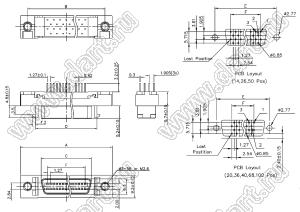 B03-020818CB-01 розетка SCSI прямая на плату; 20-конт.