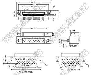 B02-1006185C-2J розетка SCSI угловая на плату; 100-конт.