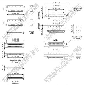 B02-050111EC-9S вилка SCSI IDC на шлейф; 50-конт.
