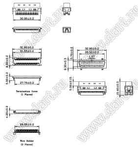 B02-040111E0-70 вилка SCSI IDC на шлейф; 40-конт.