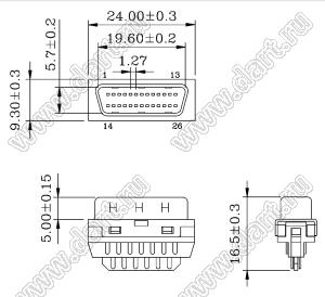 B02-026311E0-01 вилка SCSI на кабель; 36-конт.