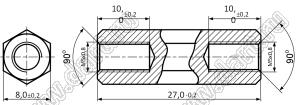 PCHSS5-27 стойка шестигранная; с внутренней резьбой М5x0,8; SW=8,0мм; L=27,0мм