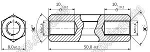 PCHSS5-50 стойка шестигранная; с внутренней резьбой М5x0,8; SW=8,0мм; L=50,0мм