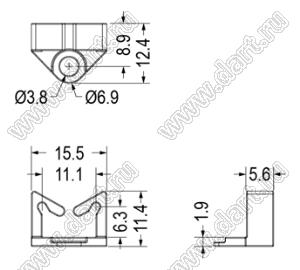 CHUF-1 фиксатор кабеля с креплением винтом М3; натуральный; нейлон-66 (UL)