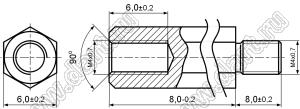 PCHSN4-08SN стойка шестигранная с внутренней и наружной резьбами; M4x0,7; SW=6,0мм; L=8,0мм; сталь никелированная