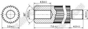 PCRSN2-3.0-07 стойка цилиндрическая с накаткой; резьба М2x0,4; L=7,0мм; латунь; L2=4,0мм
