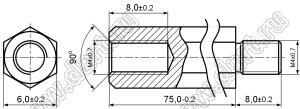 PCHSN4-75SN стойка шестигранная с внутренней и наружной резьбами; M4x0,7; SW=6,0мм; L=75,0мм; сталь никелированная