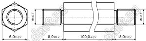 PCHNN4-100SN стойка шестигранная с внешними резьбами; с внешними резьбами М4x0,7; M4x0,7; SW=6,0мм; L=100,0мм; сталь никелированная