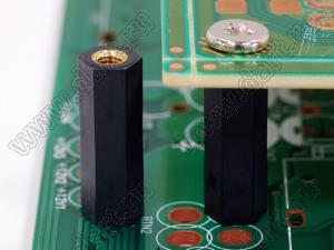 HPC-15(B) стойка шестигранная с латунными вставками, М3x0,5; A=15,0мм; черный; нейлон-66 (UL)