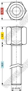 H-L0480-1570-1-04 стойка шестигранная UNC4-40 для разъемов D-SUB; SW=4,75мм; A=4,8мм; B=15,7мм; сталь углеродистая никелированная