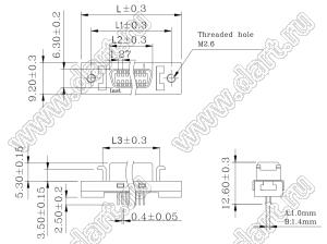 B03-014F11EN-AL розетка SCSI прямая на плату; 14-конт.
