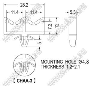 CHAA-3 фиксатор жгута проводов с защелкой в панель; нейлон-66 (UL); натуральный