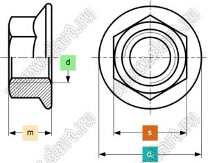 Гайки металлические шестигранные с фланцем