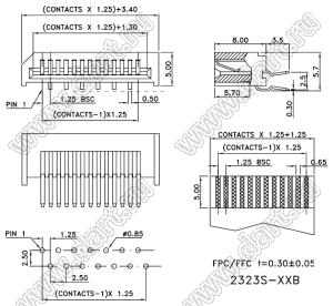 BL2323S-16B (16FE-BT-VK-R, F1251-DIP-16PR) разъем FPC прямой, тип B; 16-конт.