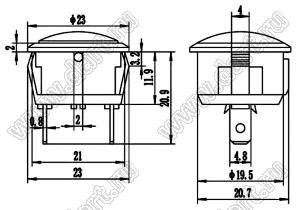 BLXD10-8R-230V индикатор с красной неоновой лампой; выпуклый; 230VAC; отв: Ø20мм