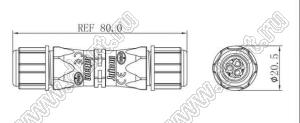 52-000392-01 соединитель 2-х кабелей прямой разборный; 3-конт.; 10A/300V