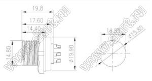 52-100652-01 вилка на панель; 6(2+4)-конт.; 10A+5A/125V+60V