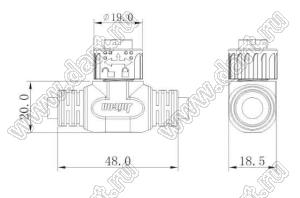 52-200283-12 розетка на кабель; 2-конт.; 10A/300V