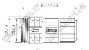 53-220232-01 розетка на кабель; 22(2+20)-конт.; 15A+5A/300V+60V