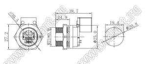 53-400852-04 переходник гнездо-гнездо угловое на панель; 8-конт.; 2A/60V