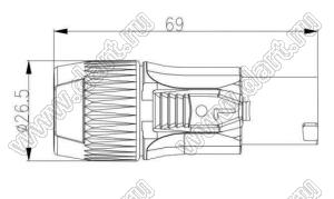 55-100311-03 штекер силовой на провод прямой; 3-конт.; 20A/500V
